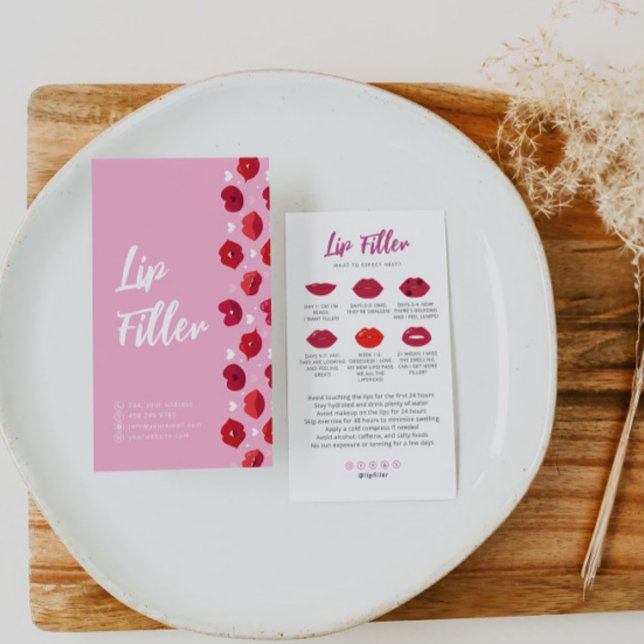 Läppfyllnad Läppinjektioner Eftervårdskort Gör Gör Visitkort (Skapare uppladdad)