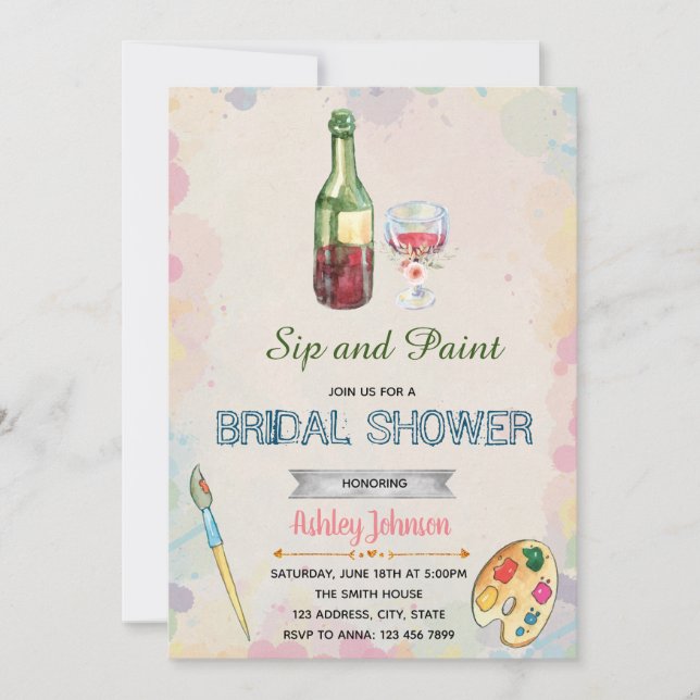 Läppja och måla partyinbjudan inbjudningar (Framsida)