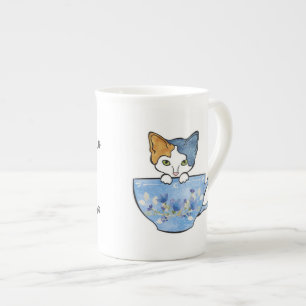 Läppja Tea och dalta min kattchinamugg Benporslin Mugg