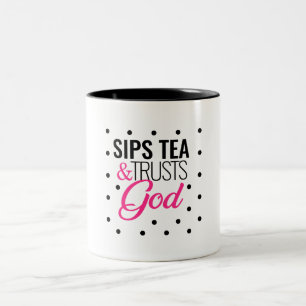 "Läppjar tea & den inspirera kaffemuggen litar p Två-Tonad Mugg