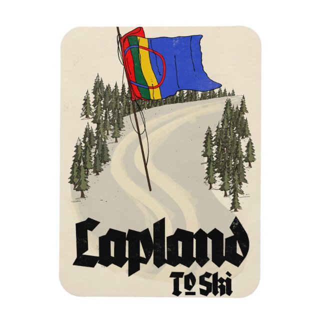 Lappland att åka skidor magnet (Vertikal)