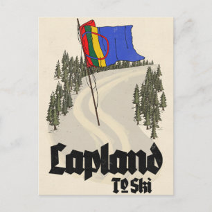 Lappland att åka skidor vykort