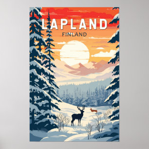 Lappland Finland Resa Konst Vintage Poster