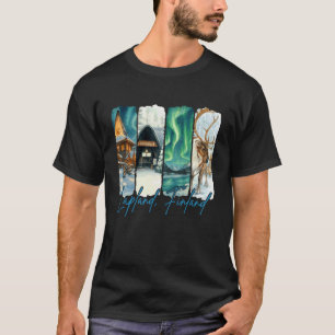 Lappland Finland Resa Tripp Penseldrag Souvenir T Shirt