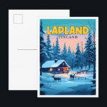 Lappland Finland vintage resor illustration Vykort<br><div class="desc">Lappland Finland vintage resor ställe illustration</div>