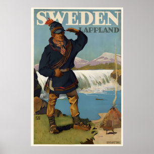 Lappland Sverige Vintage Resa Affisch