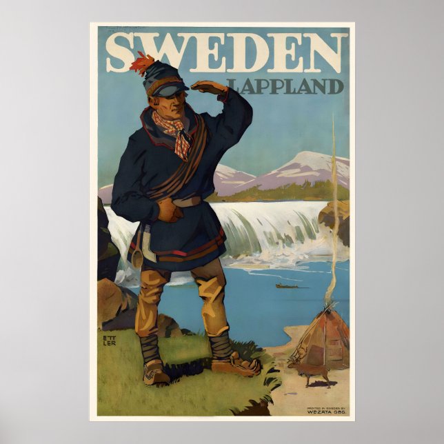 Lappland Sverige Vintage Resa Affisch (Framsidan)
