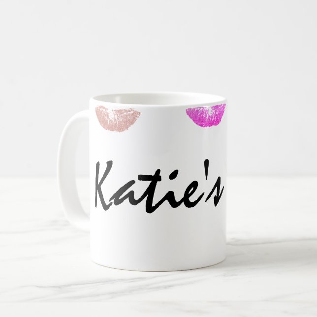 Läppstift befläckt personlig mugg (Framsida vänster)