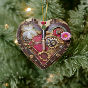 Läppstift Blommor Hjärta Steampunk-serien Julgransprydnad Keramik
