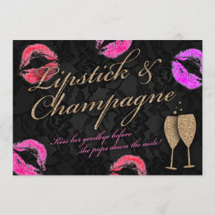 Läppstift & Champagne Möhippa Inbjudningar