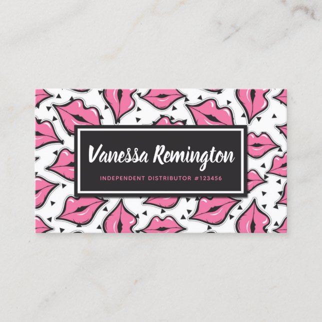 Läppstift Distributör Loajalitet Stämpel Rosa Läpp Lojalitetskort (Framsida)