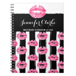 Läppstift Distributör Rosa Läppar Kyss Personlig Anteckningsbok Med Spiral