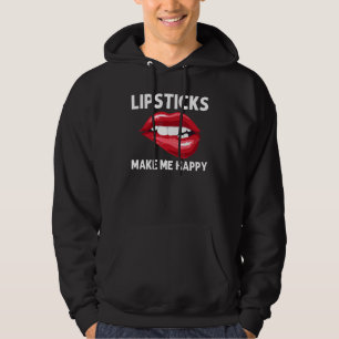 Läppstift för kvinnor Flickor läppbett Röda läppar Hoodie