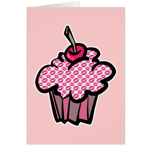 läppstift kyssar cupcake hälsningskort (Framsidan)