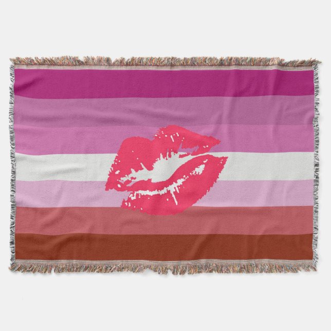 Läppstift Lesbisk Pride Flagga Filt (Framsidan)