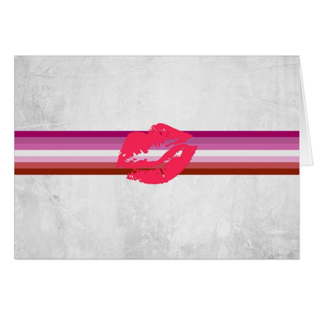 Läppstift Lesbisk Pride Flagga Hälsningskort (Framsidan Horizontal)