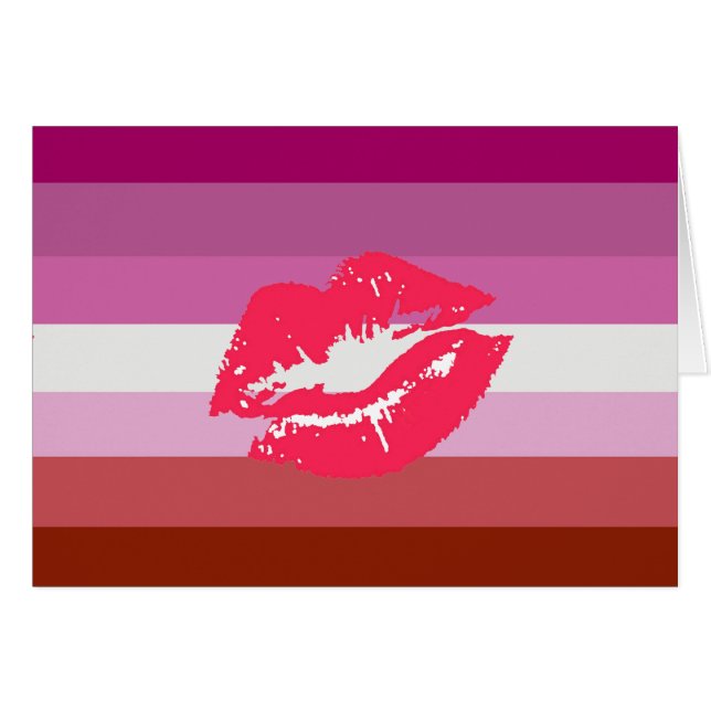 Läppstift Lesbisk Pride Flagga Hälsningskort (Framsidan Horizontal)