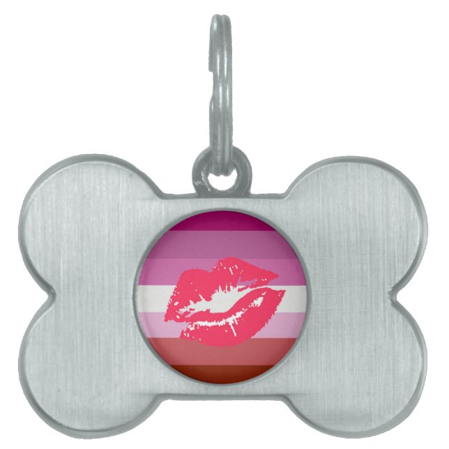 Läppstift Lesbisk Pride Flagga ID-bricka Husdjur (Framsidan)