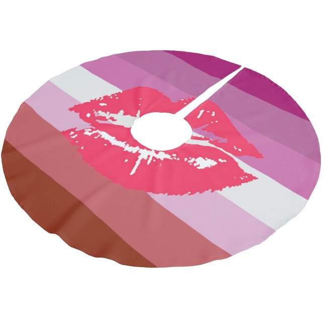 Läppstift Lesbisk Pride Flagga Julgransmatta Borstad Polyester (Vinklad)