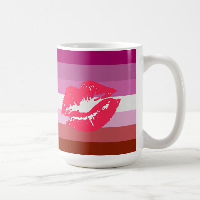 Läppstift Lesbisk Pride Flagga Kaffemugg (Höger)