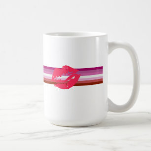 Läppstift Lesbisk Pride Flagga Kaffemugg