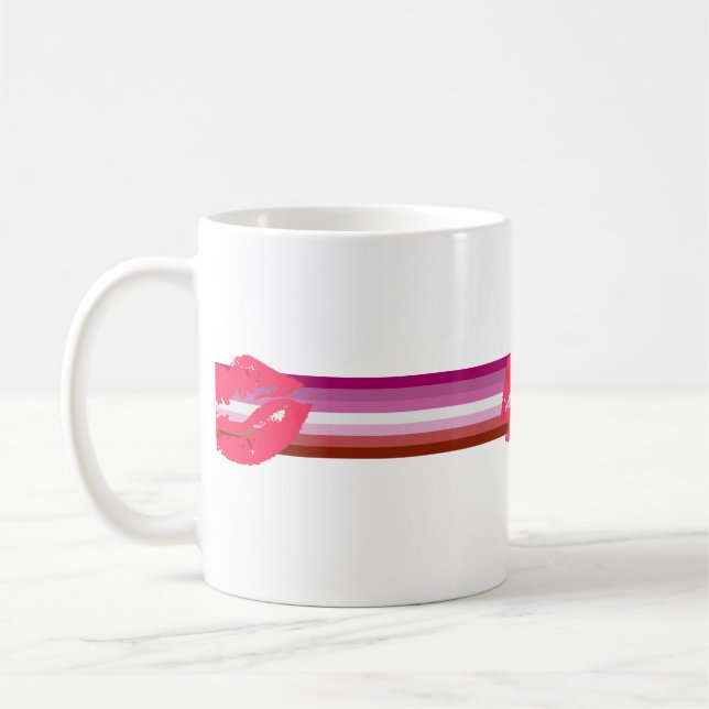Läppstift Lesbisk Pride Flagga Kaffemugg (Vänster)