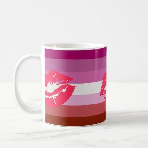 Läppstift Lesbisk Pride Flagga Kaffemugg