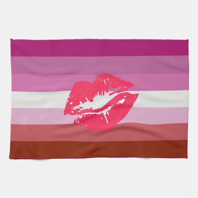 Läppstift Lesbisk Pride Flagga Kökshandduk (Horisontell)