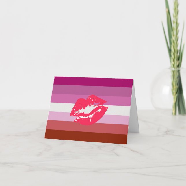 Läppstift Lesbisk Pride Flagga Kort (Framsida)