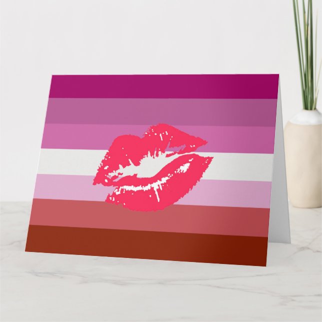 Läppstift Lesbisk Pride Flagga Kort (Framsida)