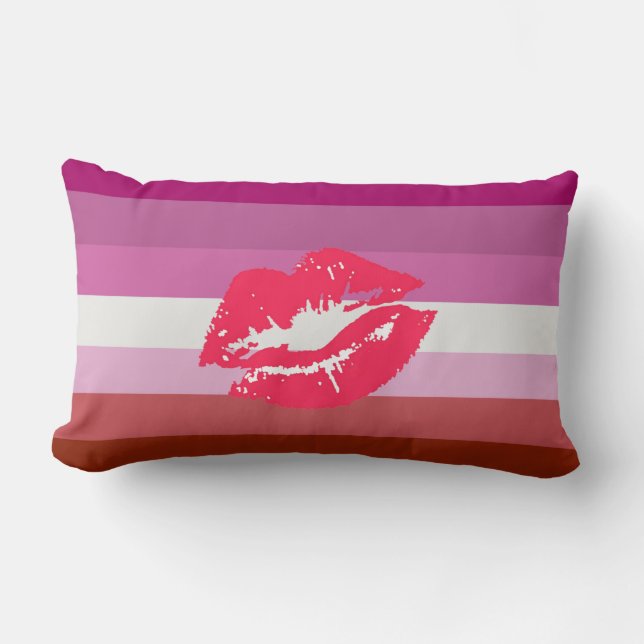 Läppstift Lesbisk Pride Flagga Lumbarkudde (Framsida)