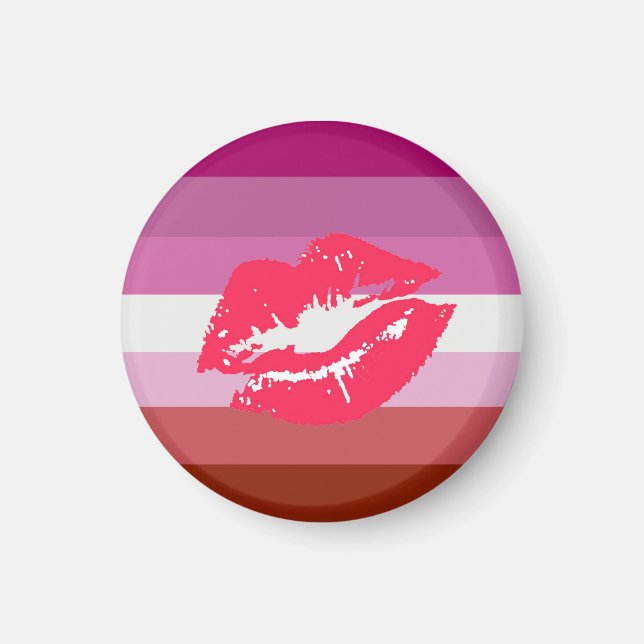 Läppstift Lesbisk Pride Flagga Magnet (Framsidan)