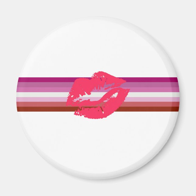 Läppstift Lesbisk Pride Flagga Magnet (Framsidan)