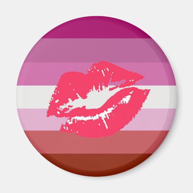 Läppstift Lesbisk Pride Flagga Magnet (Framsidan)