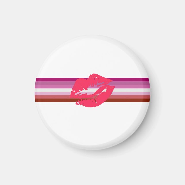 Läppstift Lesbisk Pride Flagga Magnet (Framsidan)