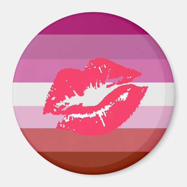 Läppstift Lesbisk Pride Flagga Magnet (Framsidan)