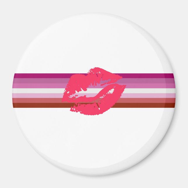 Läppstift Lesbisk Pride Flagga Magnet (Framsidan)