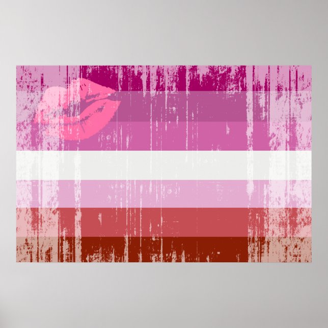 Läppstift Lesbisk Pride Flagga Poster (Framsidan)