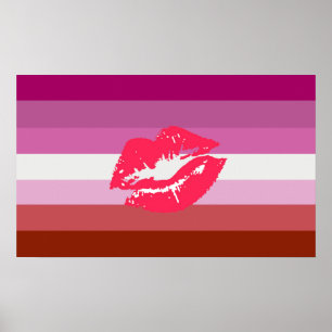 Läppstift Lesbisk Pride Flagga Poster