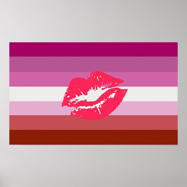 Läppstift Lesbisk Pride Flagga Poster (Framsidan)