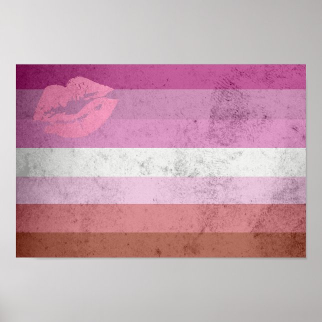 Läppstift Lesbisk Pride Flagga Poster (Framsidan)