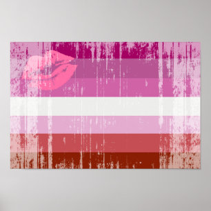 Läppstift Lesbisk Pride Flagga Poster