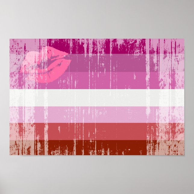 Läppstift Lesbisk Pride Flagga Poster (Framsidan)