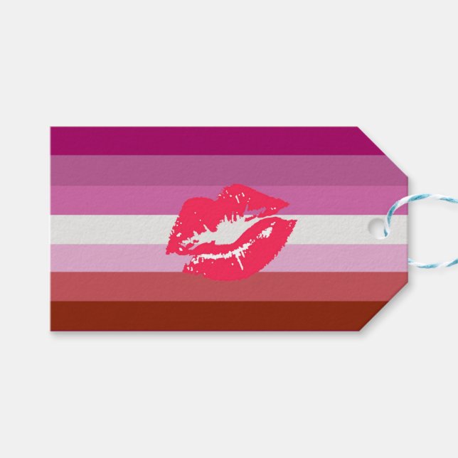Läppstift Lesbisk Pride Flagga Presentetikett (Framsidan (Horisontell))