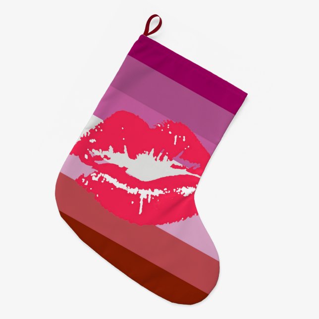 Läppstift Lesbisk Pride Flagga Stor Julstrumpa (Framsidan (Hängande))