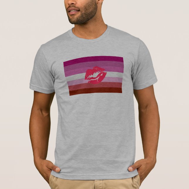 Läppstift Lesbisk Pride Flagga T-shirt (Framsida)