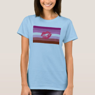 Läppstift Lesbisk Pride Flagga Tee