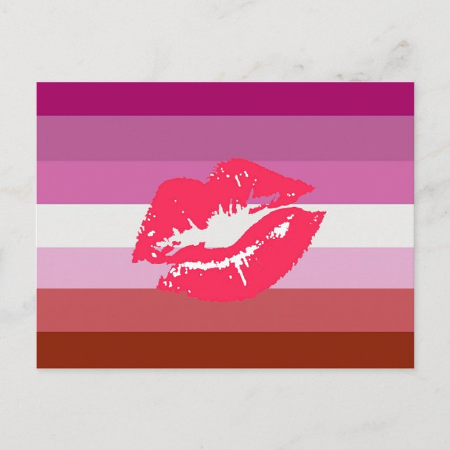 Läppstift Lesbisk Pride Flagga Vykort (Framsida)