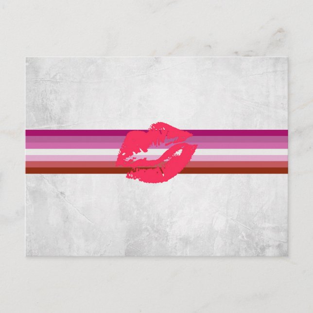 Läppstift Lesbisk Pride Flagga Vykort (Framsida)
