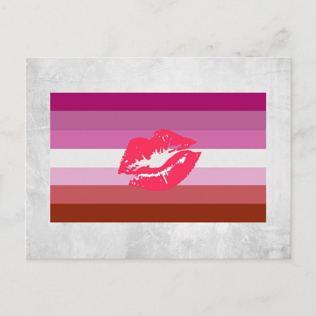 Läppstift Lesbisk Pride Flagga Vykort (Framsida)